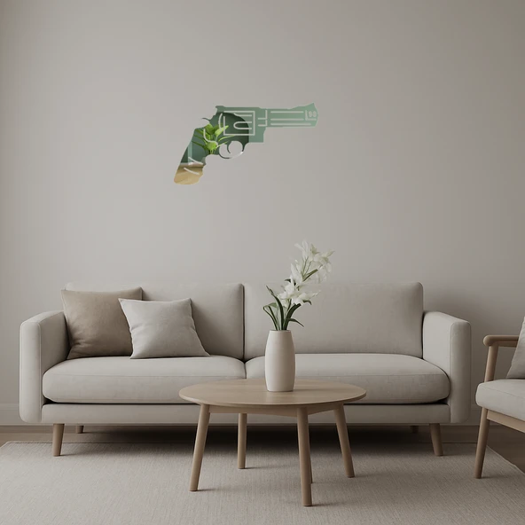 Dekoratif Polis Revolver Aynalı Tablo ürün görseli