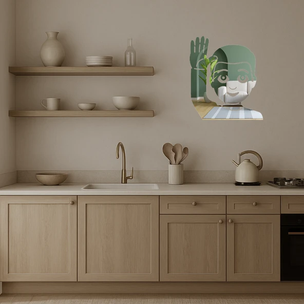El Kaldıran Erkek Çocuk Emoji Dekoratif Aynalı Tablo - Resim 4