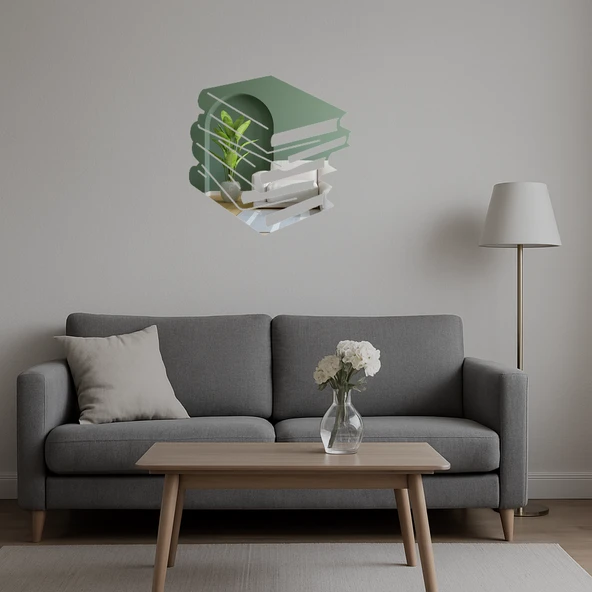 Kitap Seti Temalı  Dekoratif Aynalı Tablo - Resim 5