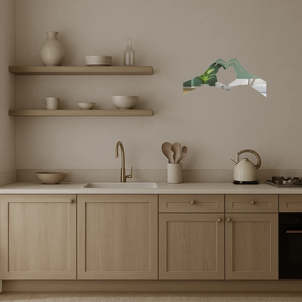 Kalp ve Eller Dekoratif Aynalı Tablo - Resim 3