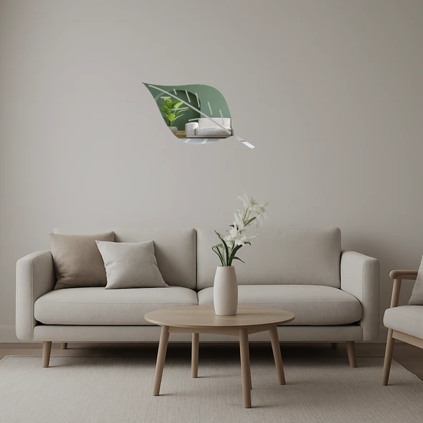 Yaprak Desenli Dekoratif Aynalı Tablo ürün görseli