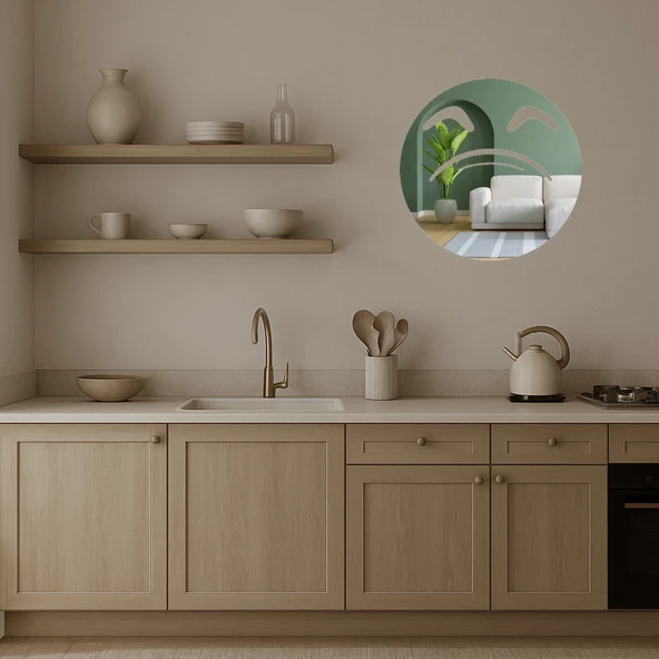 Kapalı Gözlü Somurtkan Emoji Dekoratif Aynalı Tablo - Resim 3