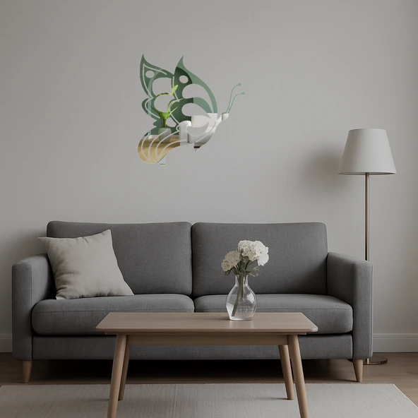 Kelebek Motifli  Dekoratif Aynalı Tablo - Resim 2