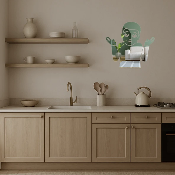 Omuz Silken Erkek Çocuk Emoji Dekoratif Aynalı Tablo - Resim 2