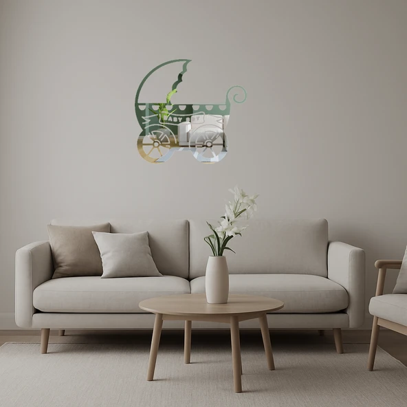 Bebek Arabası Temalı  Dekoratif Aynalı Tablo ürün görseli