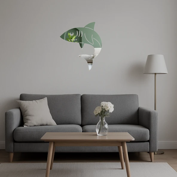 Köpekbalığı Deniz Temalı Dekoratif Aynalı Tablo - Resim 5