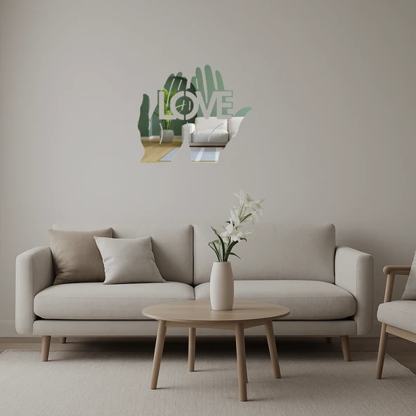 Eller Üzerinde Aşk Dekoratif Aynalı Tablo ürün görseli