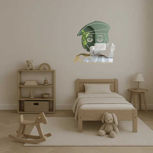 Sanatçı Kadın Emoji Dekoratif Aynalı Tablo - Resim 4