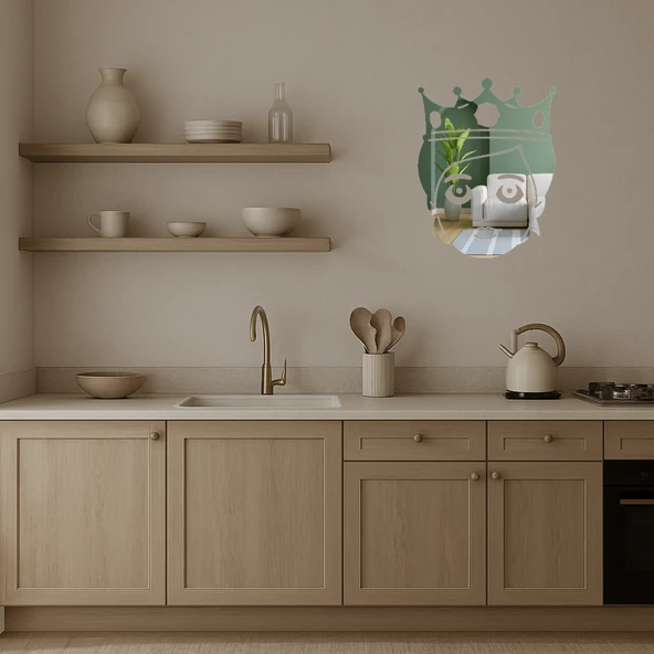 Taçlı Prenses Emoji Dekoratif Aynalı Tablo - Resim 3