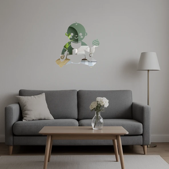 Oynayan Bebek İç Mekan Dekoratif Aynalı Tablo - Resim 5