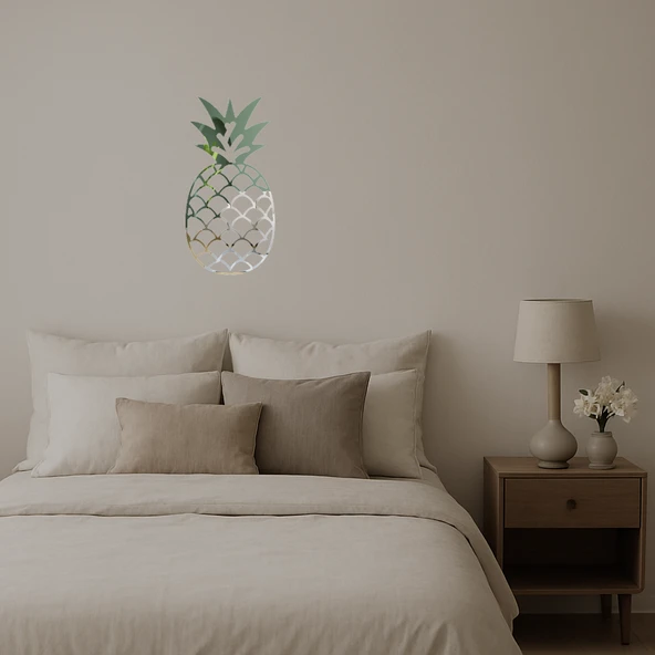 Tropikal  Ananas Desenli Dekoratif Duvar Aynalı Tablosu - Resim 2