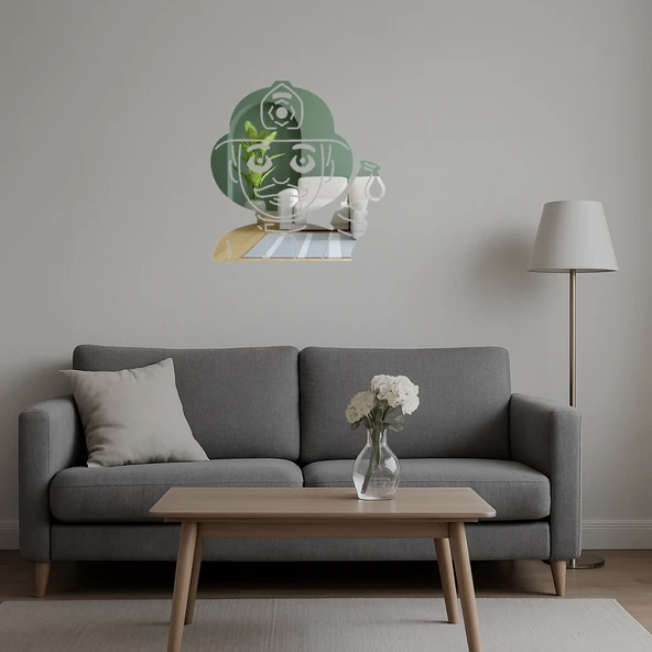 İtfaiyeci Adam Dekoratif Aynalı Tablo - Resim 4