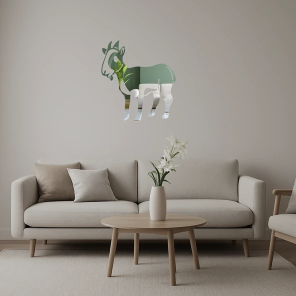 Keçi Tasarımlı Dekoratif Duvar Aynalı Tablosu ürün görseli