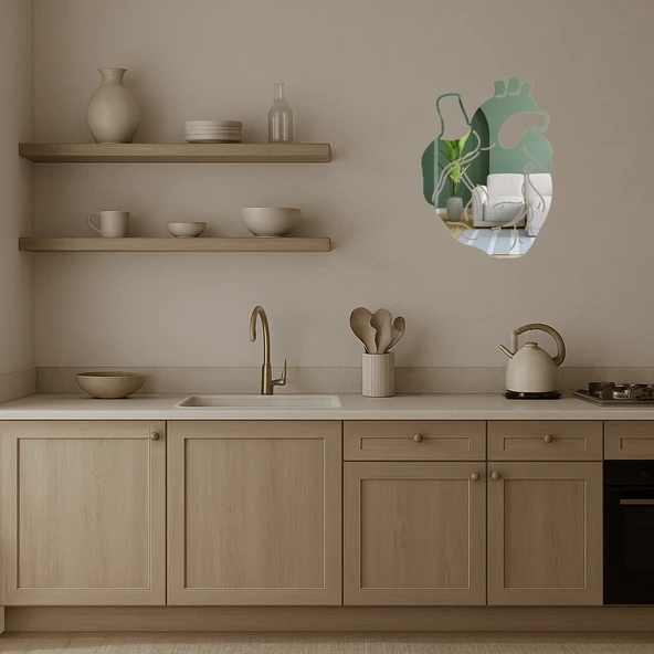 Anatomik Kalp Tasarımlı  Dekoratif Aynalı Tablo - Resim 2