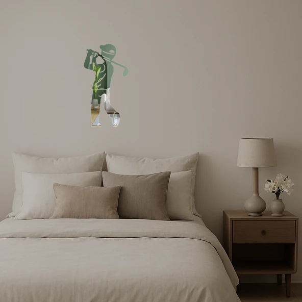 Golfçü Figürlü  Dekoratif Aynalı Tablo - Resim 3