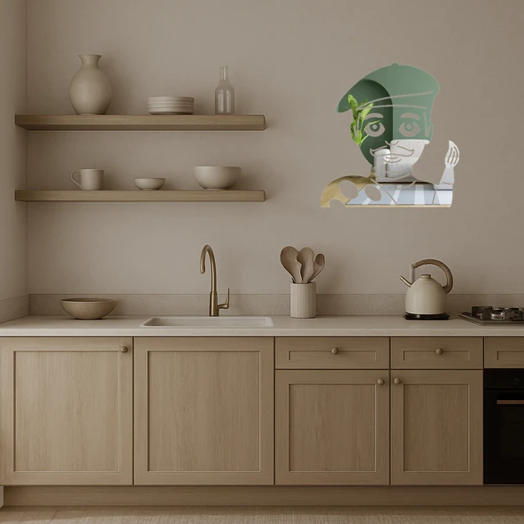 Sanatçı Adam Emoji Dekoratif Aynalı Tablo - Resim 4