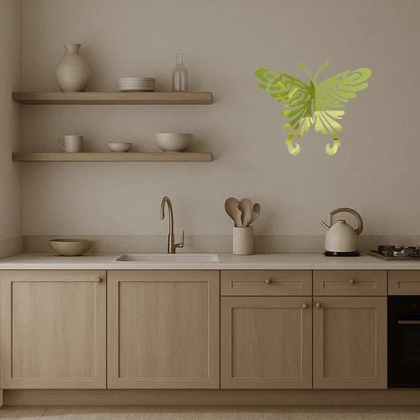 Butterfly 14 Dekoratif Altın Aynalı Tablo - Resim 3