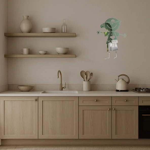Okul Çocuğu Temalı Dekoratif  Aynalı Tablo - Resim 3