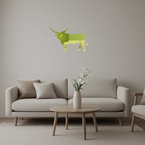 Güçlü Boğa Temalı Dekoratif İç Mekan Altın Aynalı Tablosu ürün görseli