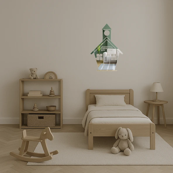 Klasik Okul Binası Dekoratif Aynalı Tablo - Resim 4