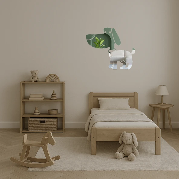 Kırmızı Tasmalı Kahverengi Köpek Aynalı Tablosu - Resim 4