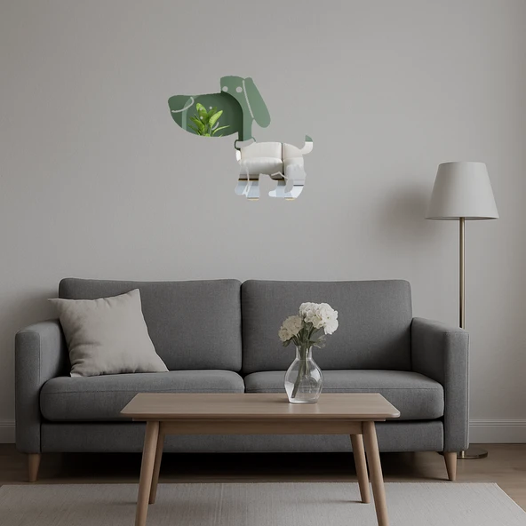 Kırmızı Tasmalı Kahverengi Köpek Aynalı Tablosu - Resim 5