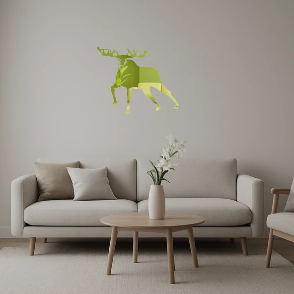 Sanatsal Geyik Figürlü Dekoratif Altın Aynalı Tablo ürün görseli