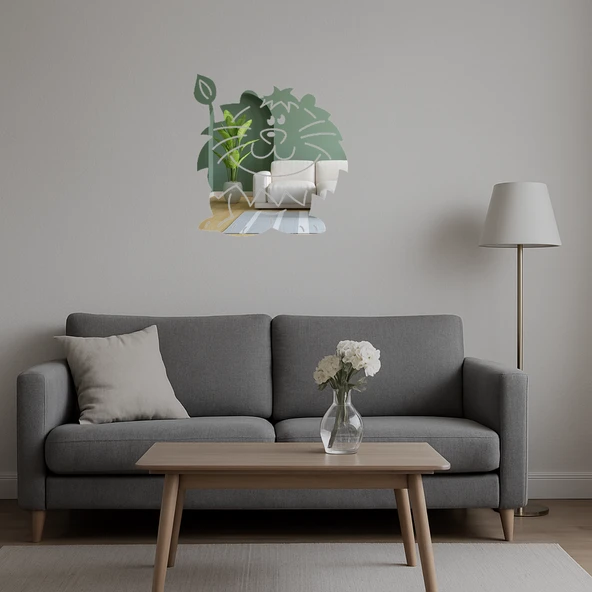 Yavru Aslan Yüzü Dekoratif Duvar Aynalı Tablosu - Resim 2