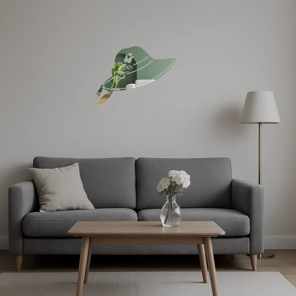 Şapkalı Kadın Temalı Dekoratif  Aynalı Tablo - Resim 5