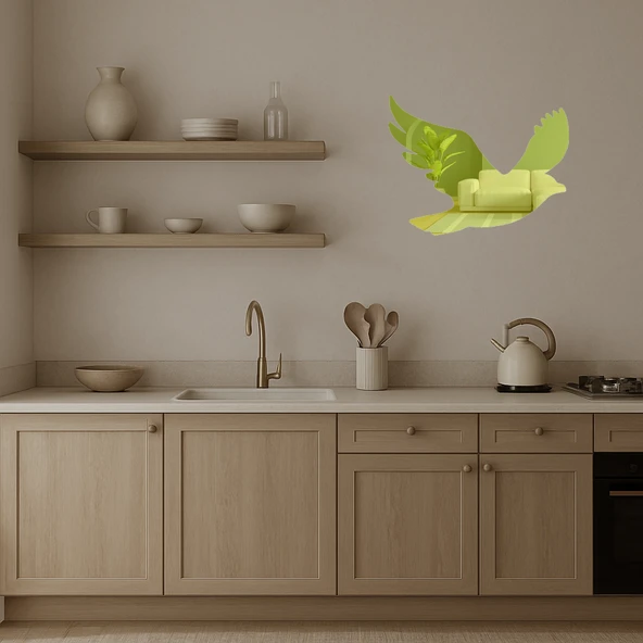 Uçan Kuş  Dekor Altın Aynalı Tablosu - Resim 3