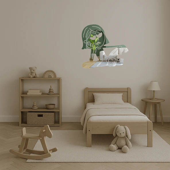 Tembel Kız Dekoratif Aynalı Tablo - Resim 4