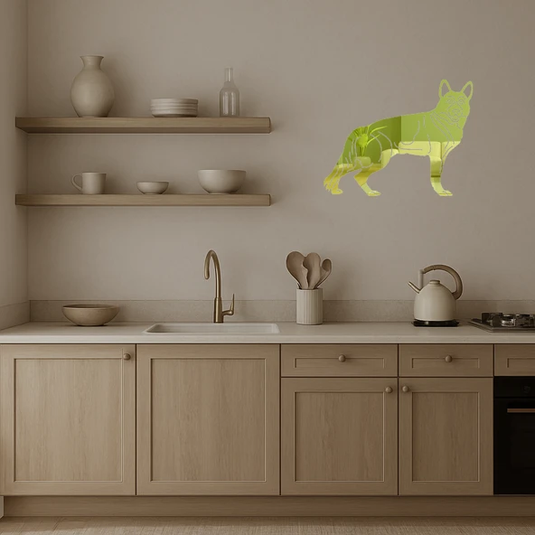 Renkli Köpek Dostlar Dekoratif Altın Aynalı Tablo - Resim 2