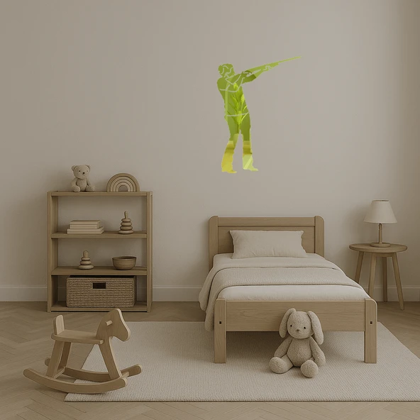 Silahlı Kız Temalı Dekoratif Altın Aynalı Tablo - Resim 4