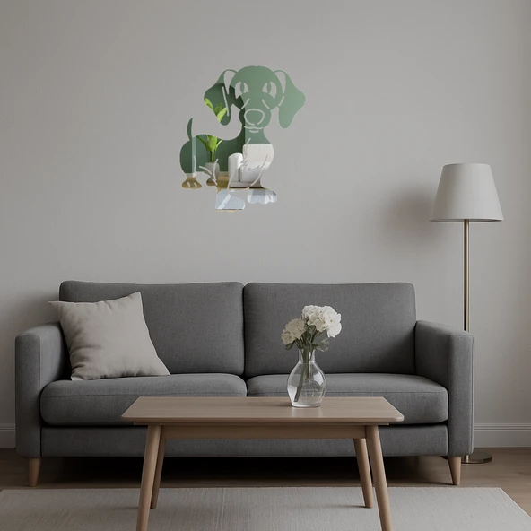 Siyah Köpek  Aynalı Tablo - Resim 4