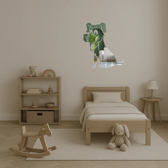 Dili Dışarıda Köpek Dekoratif  Aynalı Tablo - Resim 5