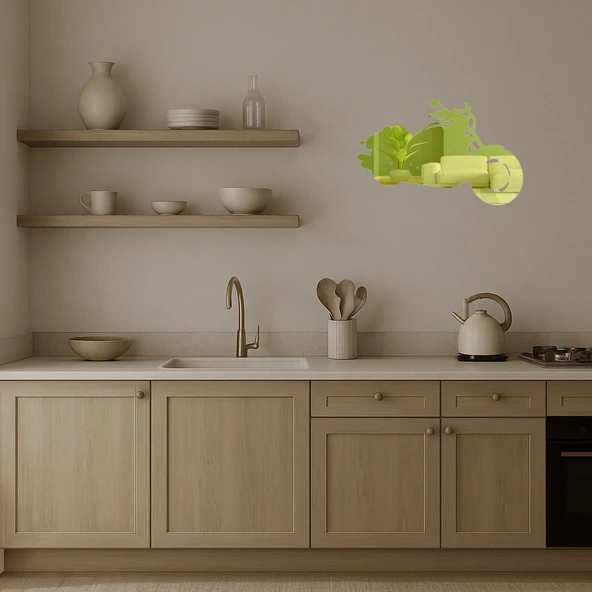 Şık ve Zarif  Motosiklet Altın Aynalı Tablo - Resim 2