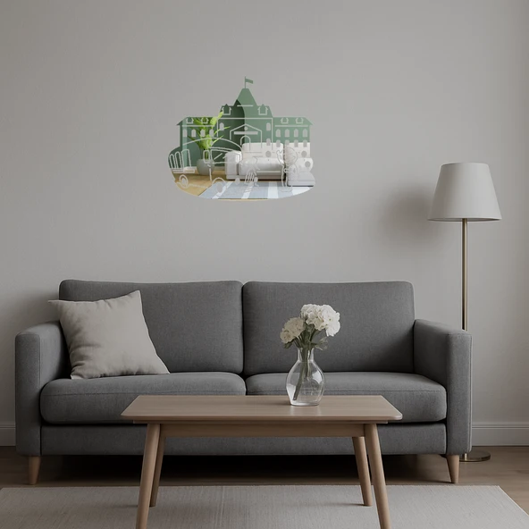 Üzeri Okul ve Otobüs Temalı Dekoratif Aynalı Tablo - Resim 5