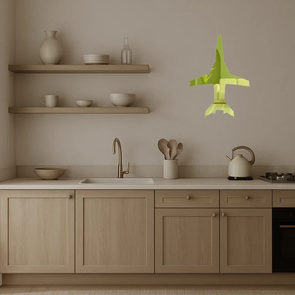 Klasik Uçak Motifli Altın Aynalı Tablo - Resim 3