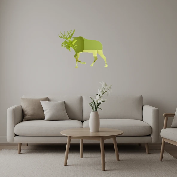 Orman Temalı Geyik Duvar Altın Aynalı Tablosu ürün görseli