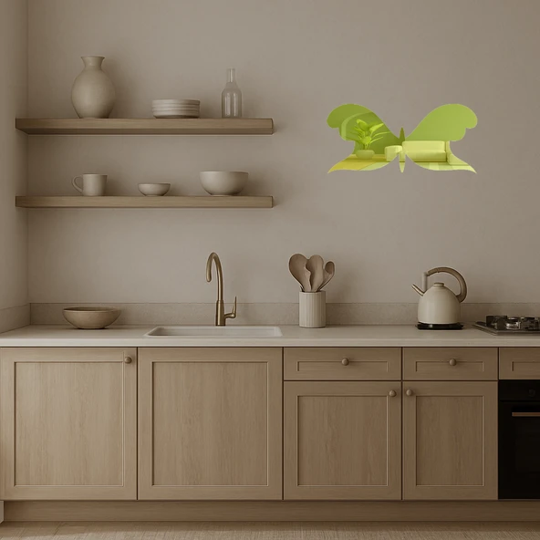 Çarpıcı Kelebek Desenli  Dekoratif Altın Aynalı Tablo - Resim 3