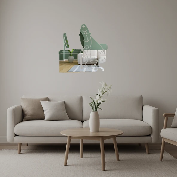 Modern Ofis Adamı ve Bilgisayar Tasarımlı  Duvar Aynalı Tablosu ürün görseli