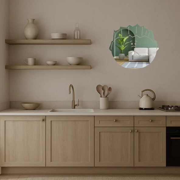 Üzeri Hüzünlü Çocuk Yüzü Dekoratif Aynalı Tablo - Resim 3