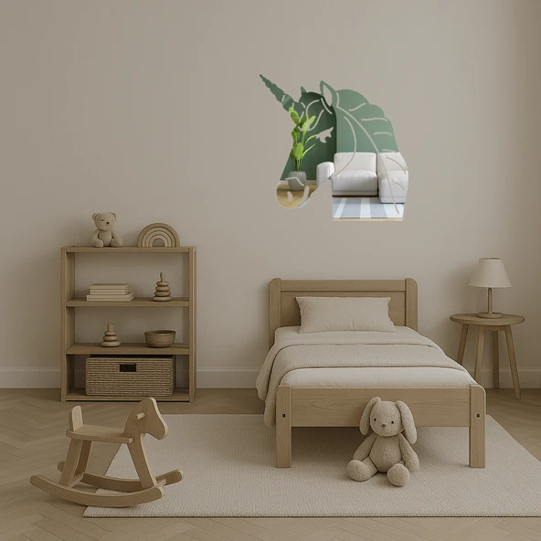 Unicorn Yüzü Dekoratif Aynalı Tablo - Resim 3