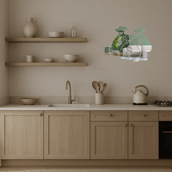 Para Çantaları Tasarımı İç Mekan Dekoratif Aynalı Tablo - Resim 3