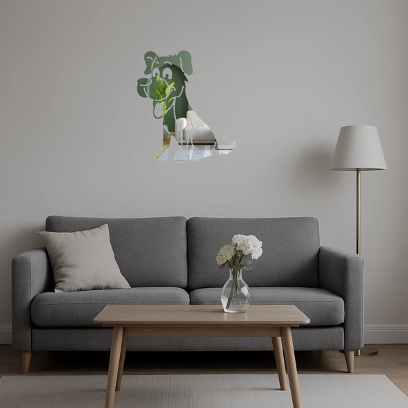 Dili Dışarıda Köpek Dekoratif  Aynalı Tablo - Resim 3