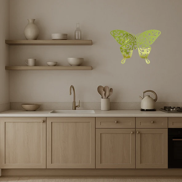 Butterfly 15 Dekoratif Altın Aynalı Tablo - Resim 3