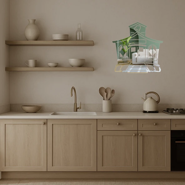Ev ve Yapı Temalı Dekoratif Aynalı Tablo - Resim 3