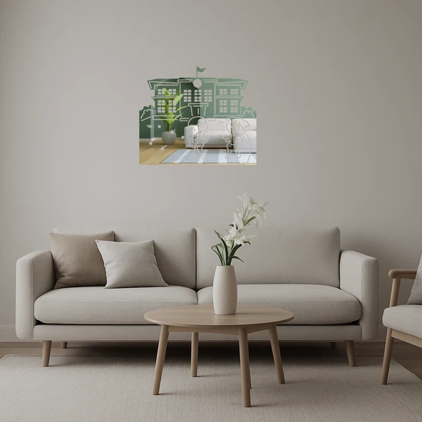 Öğrencili Okul Binası Dekoratif Aynalı Tablo ürün görseli