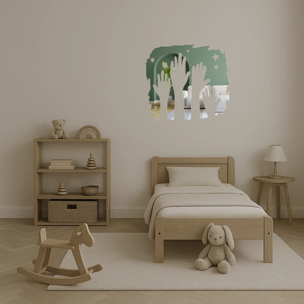 Eller ve Yıldızlar Dekoratif Aynalı Tablo - Resim 3