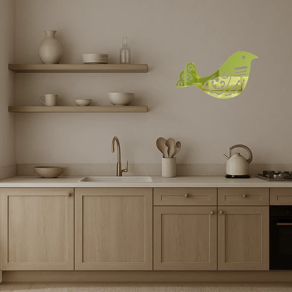 Süs Kuşu Motifli Dekoratif Altın Aynalı Tablo - Resim 3